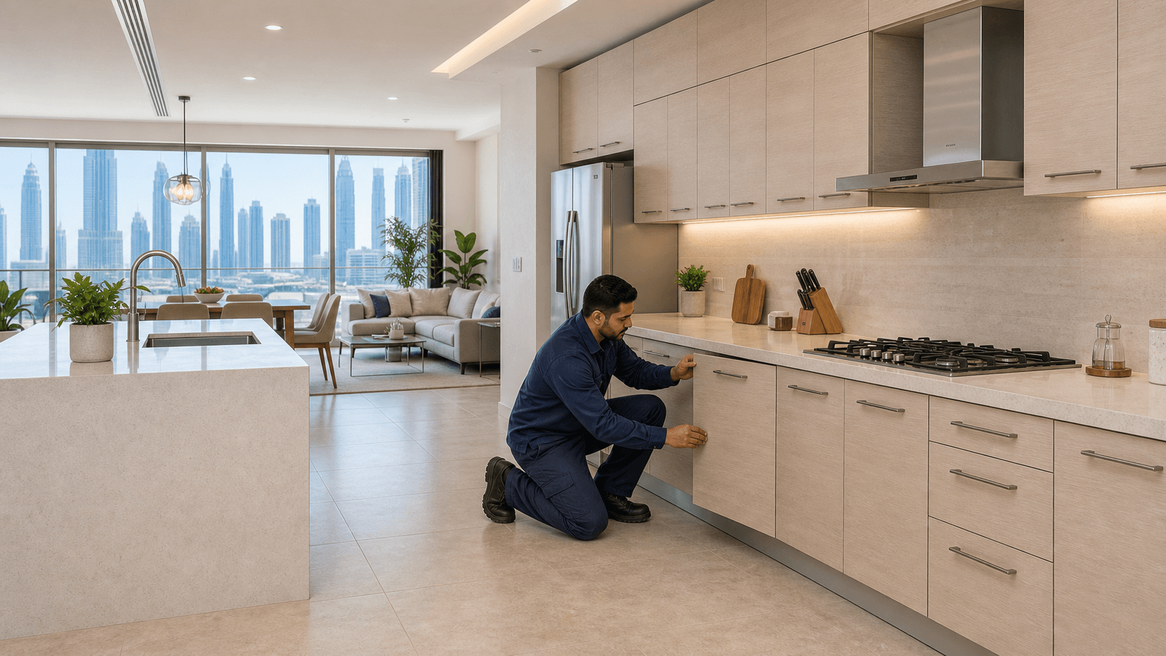 Kitchen Cabinet Refacing Dubai: 2026 Cost Guide - Kitchen cabinet refacing in Dubai costs AED 2,000–18,000+ depending on finish and door count. Compare repainting, wrapping, new doors and custom cabinets.